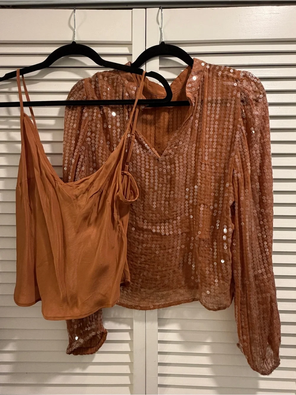 J.Crew Sequined Long-Sleeve Blouse in Caramel